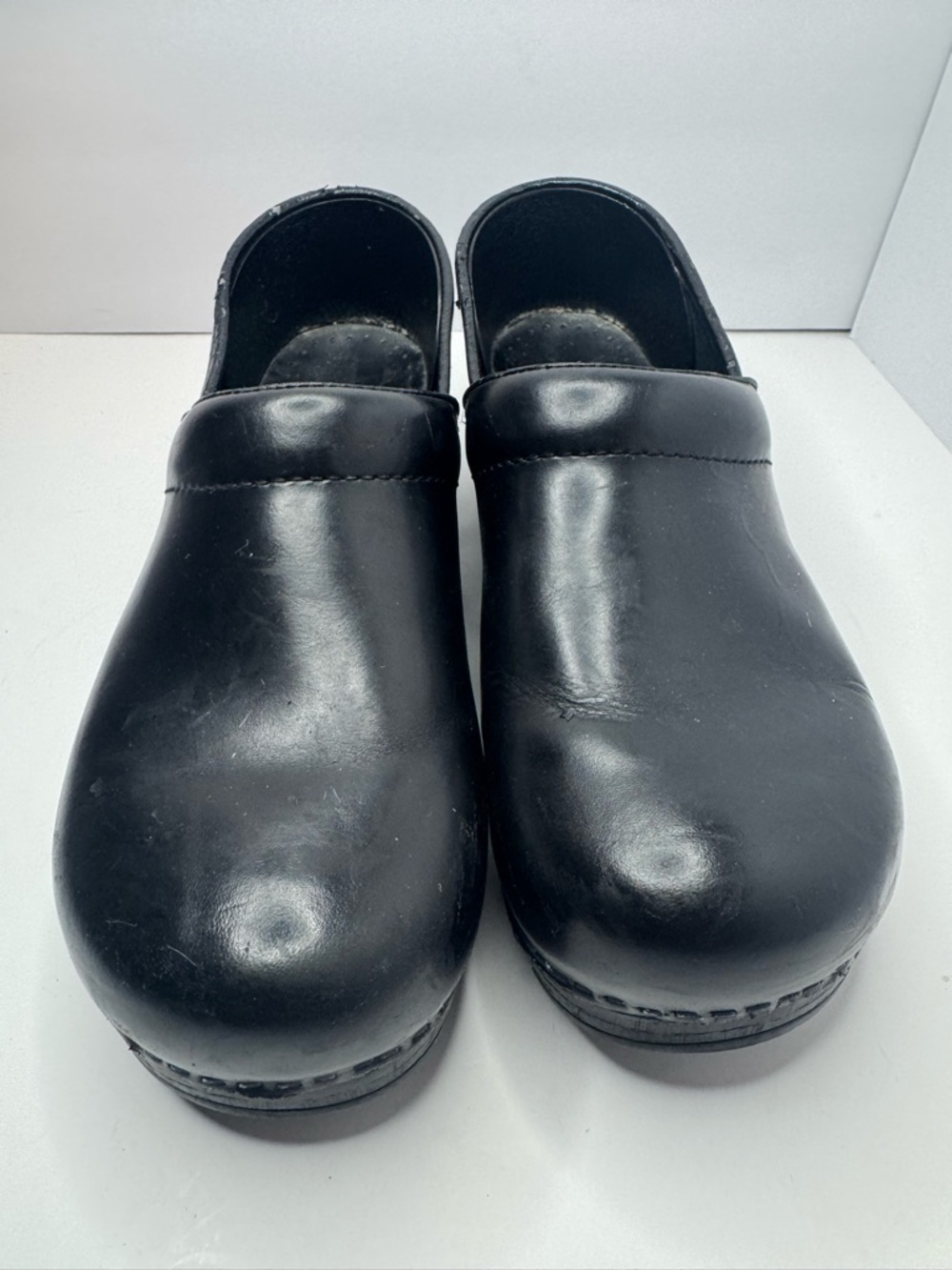 Dansko Black Leather Slip-On Clogs Women's Size EU41